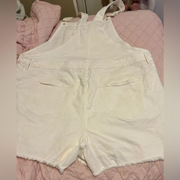 Source Unknown White Denim Overalls Relaxed Fit - Picture 8 of 16